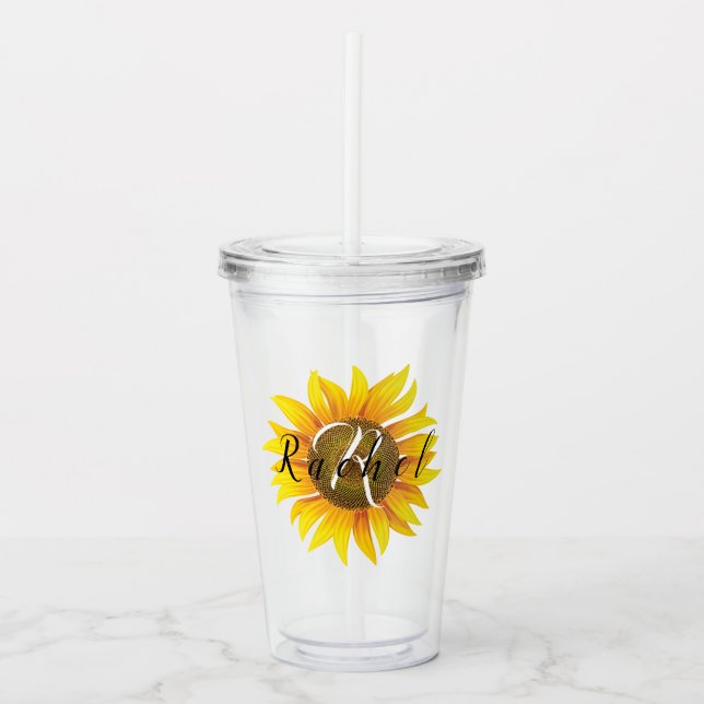 Personalized sunflower  acrylic tumbler (Front)