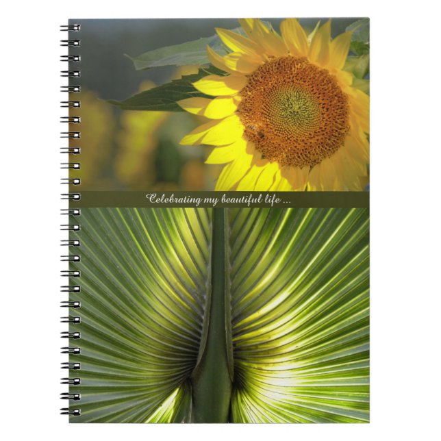 Personalized Sunflower and Palm Notepad Notebook (Front)
