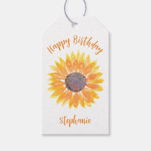 Personalized Sunflower Birthday Gift Tags