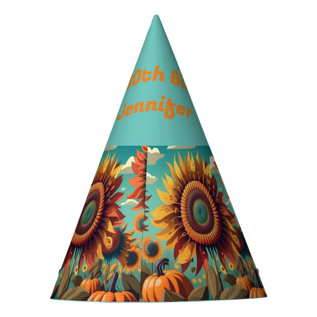 Personalized Sunflower Birthday Hat, Birthday Hat (Front)