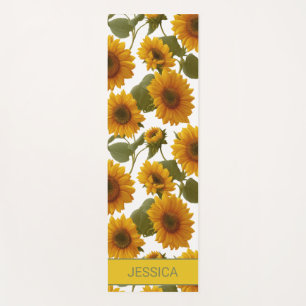 Personalized Sunflower Bloom Floral Pattern Custom Yoga Mat