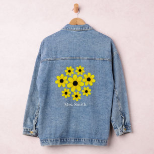 Personalized Sunflower Bride Wedding Denim Jacket