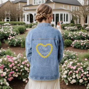 Personalized Sunflower Bride Wedding Denim Jacket