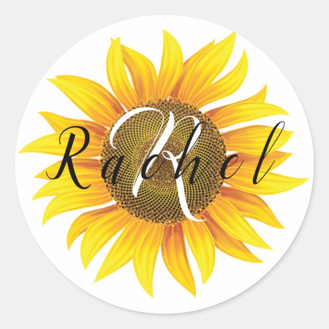 Personalized sunflower classic round sticker (Front)