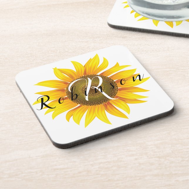 Personalized sunflower  coaster (Left Side)
