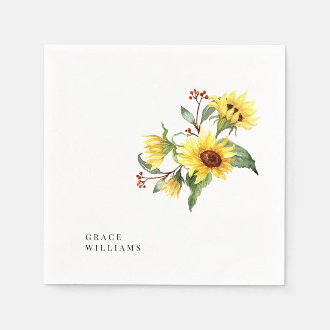 Personalized Sunflower Cocktail Napkin (Front)