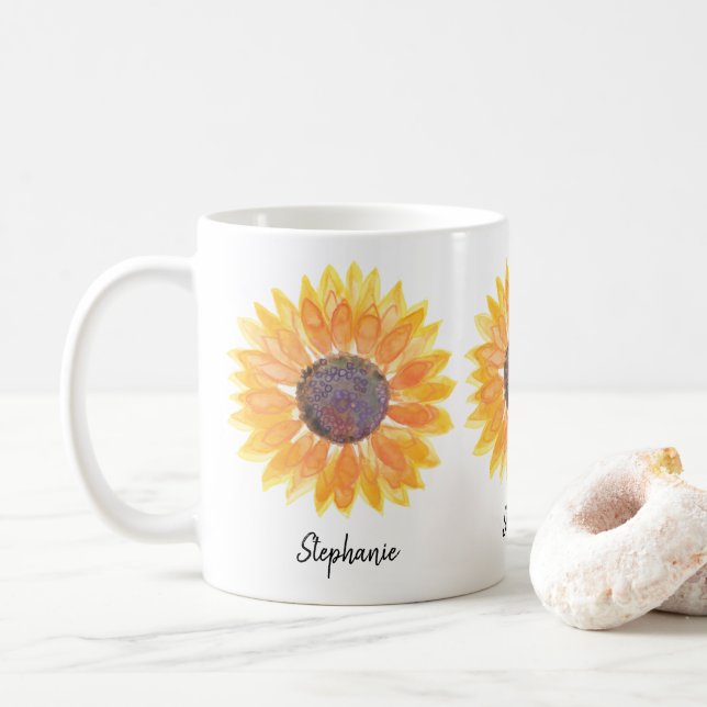Personalized Sunflower  Coffee Mug (With Donut)