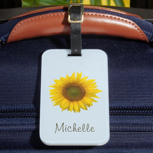Personalized Sunflower Country Floral Blue Luggage Tag (Front Insitu 2)