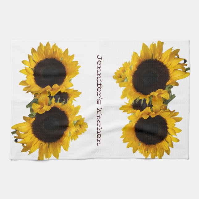 Personalized Sunflower Custom Kitchen Towel (Horizontal)