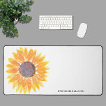 Personalized Sunflower Desk Mat<br><div class="desc">This botanical desk mat is decorated with a watercolor sunflower in shades of yellow.
Easily customizable.
Original Watercolor © Michele Davies.</div>