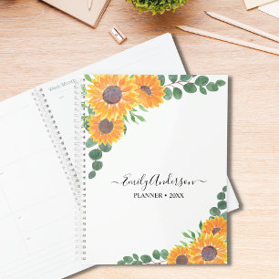 Personalized Sunflower Eucalyptus  Planner