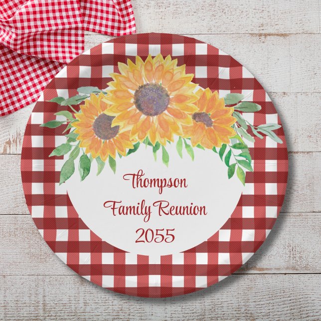 Personalized Sunflower Family Reunion Paper Plate (Creator Uploaded)