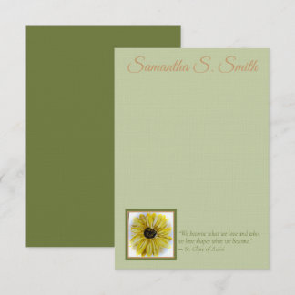 Personalized Sunflower Flat Note Card