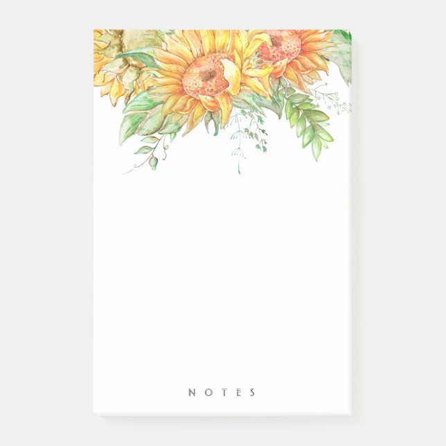 Personalized Sunflower Floral Boho Notes (Front)