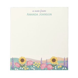 Personalized Sunflower Flower Field Custom Name Notepad