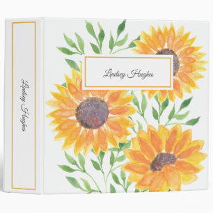 Personalized Sunflower Foliage 3 Ring Binder