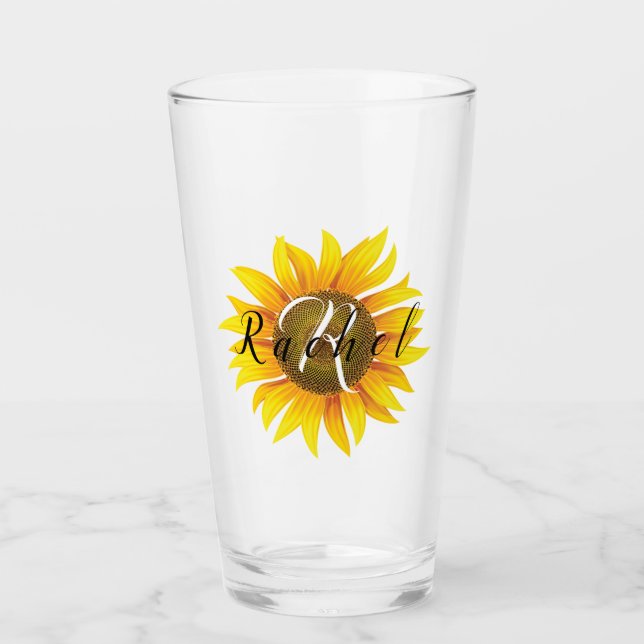 Personalized sunflower  glass (Front)