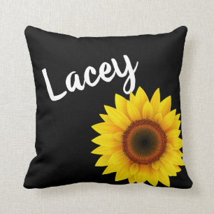 Personalized Sunflower Home Decor Throw Pillow