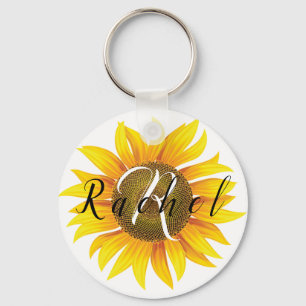 Personalized sunflower  keychain