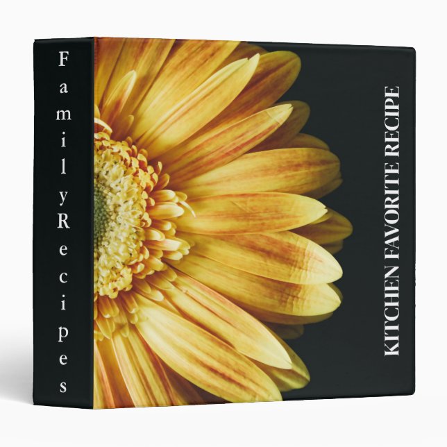 Personalized Sunflower Kitchen Recipes Binder (Front/Spine)