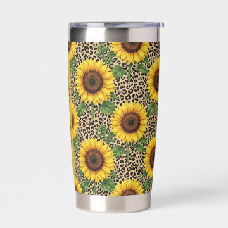 Personalized Sunflower Leopard 20oz Thermal Cup Insulated Tumbler