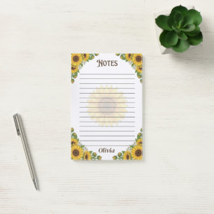 Personalized Sunflower Lined Notes Memo Pad