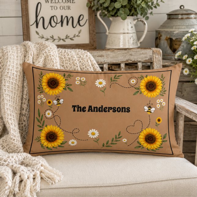 Personalized Sunflower   Lumbar Pillow (Creator Uploaded)