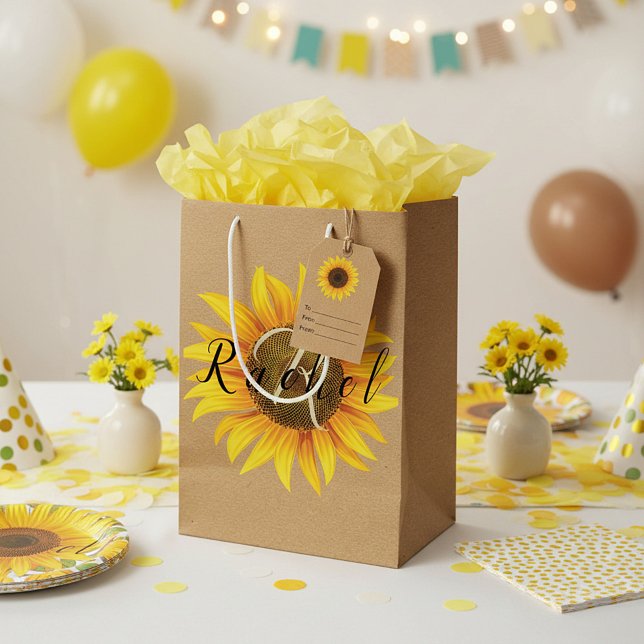 Personalized sunflower  medium gift bag (Creator Uploaded)