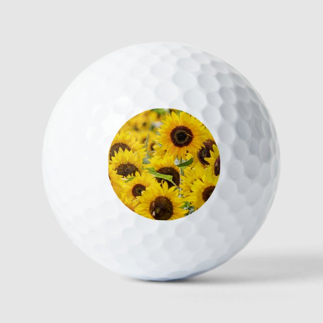 Personalized Sunflower Monogram  Golf Balls (Front)