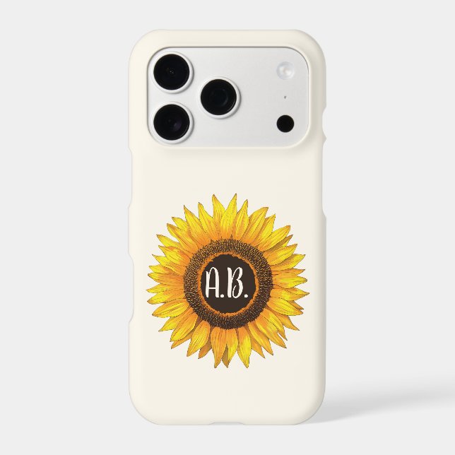 Personalized Sunflower Monogram iPhone Case (Back)