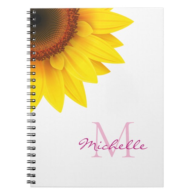 Personalized Sunflower Monogram  Notebook (Front)
