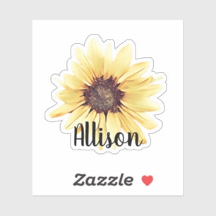 Personalized Sunflower Name Sticker