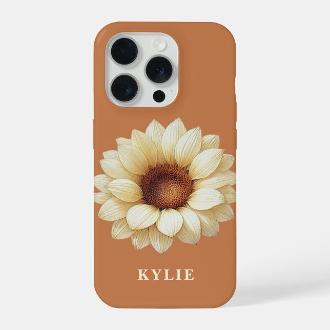 Personalized Sunflower Name Terra Cotta Phone Case (Back)
