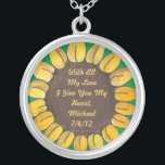 Personalized Sunflower Necklace<br><div class="desc">Use our verse or add your own. The significant date could be a wedding,  first date or anniversary. **Warning - she might shed a tear!</div>
