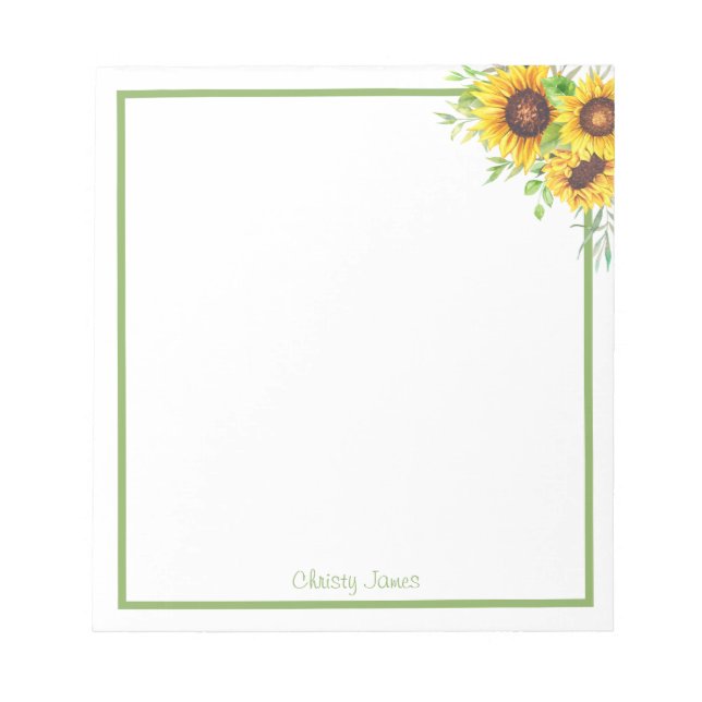Personalized Sunflower Notepad (Front)