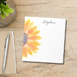 Personalized Sunflower Notepad<br><div class="desc">This floral personalized notepad is decorated with a yellow watercolor sunflower. 
Easily customizable. 
Use the Design Tool to change the text size,  style,  or colour. 
As we create our artwork you won't find this exact image from other designers. Original Watercolor © Michele Davies.</div>