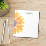 Personalized Sunflower Notepad<br><div class="desc">This floral personalized notepad is decorated with a yellow watercolor sunflower.
Easily customizable.
Use the Design Tool to change the text size, style, or colour.
As we create our artwork you won't find this exact image from other designers. Original Watercolor © Michele Davies.</div>
