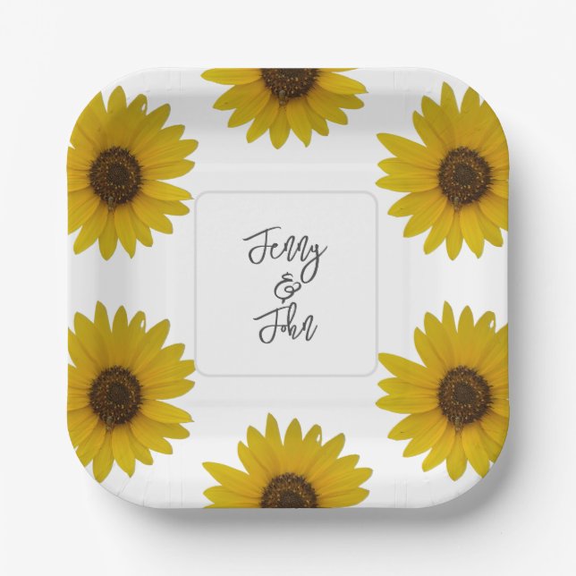 Personalized Sunflower Paper Plate (Front)