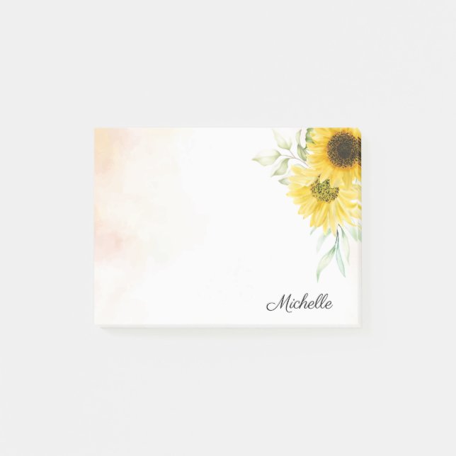 Personalized Sunflower Post-it Notes (Front)