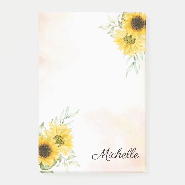 Personalized Sunflower  Post-it Notes (Front)