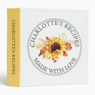 Personalized Sunflower Recipe  Binder