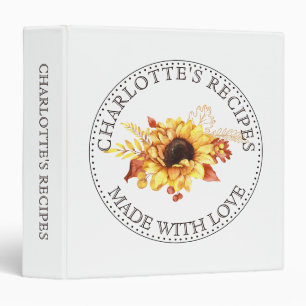 Personalized Sunflower Recipe Binder
