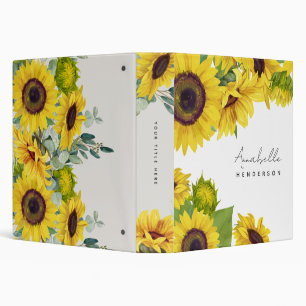 Personalized Sunflower Script Font Feminine Binder