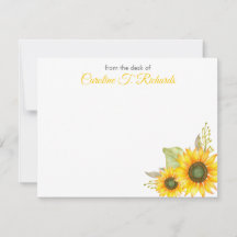 Personalized Sunflower Stationery