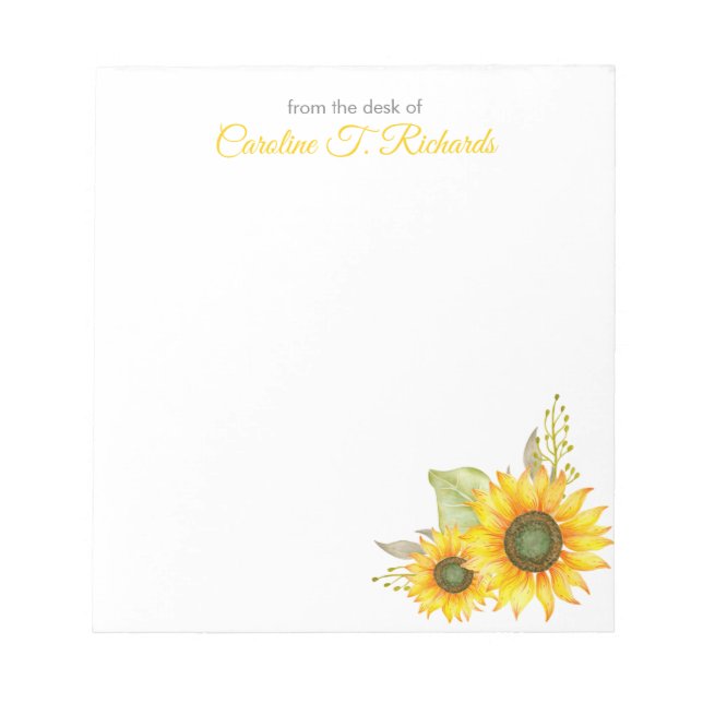 Personalized Sunflower Stationery Note Card (Front)