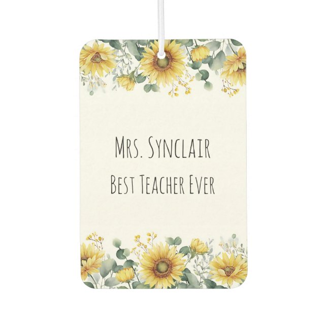 Personalized Sunflower Teacher Thank You Air Freshener (Front)