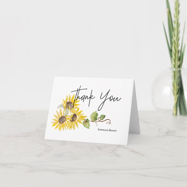 Personalized Sunflower Thank You Card (Front)