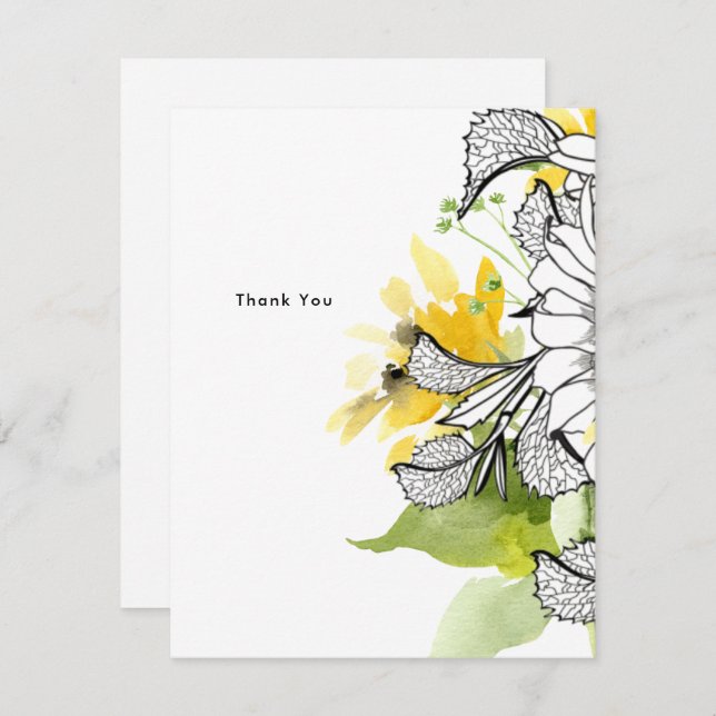 Personalized Sunflower Thank You Note Card (Front/Back)