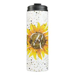 Personalized sunflower thermal tumbler