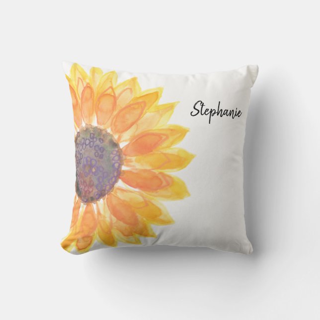 Personalized  Sunflower Throw Pillow (Front)